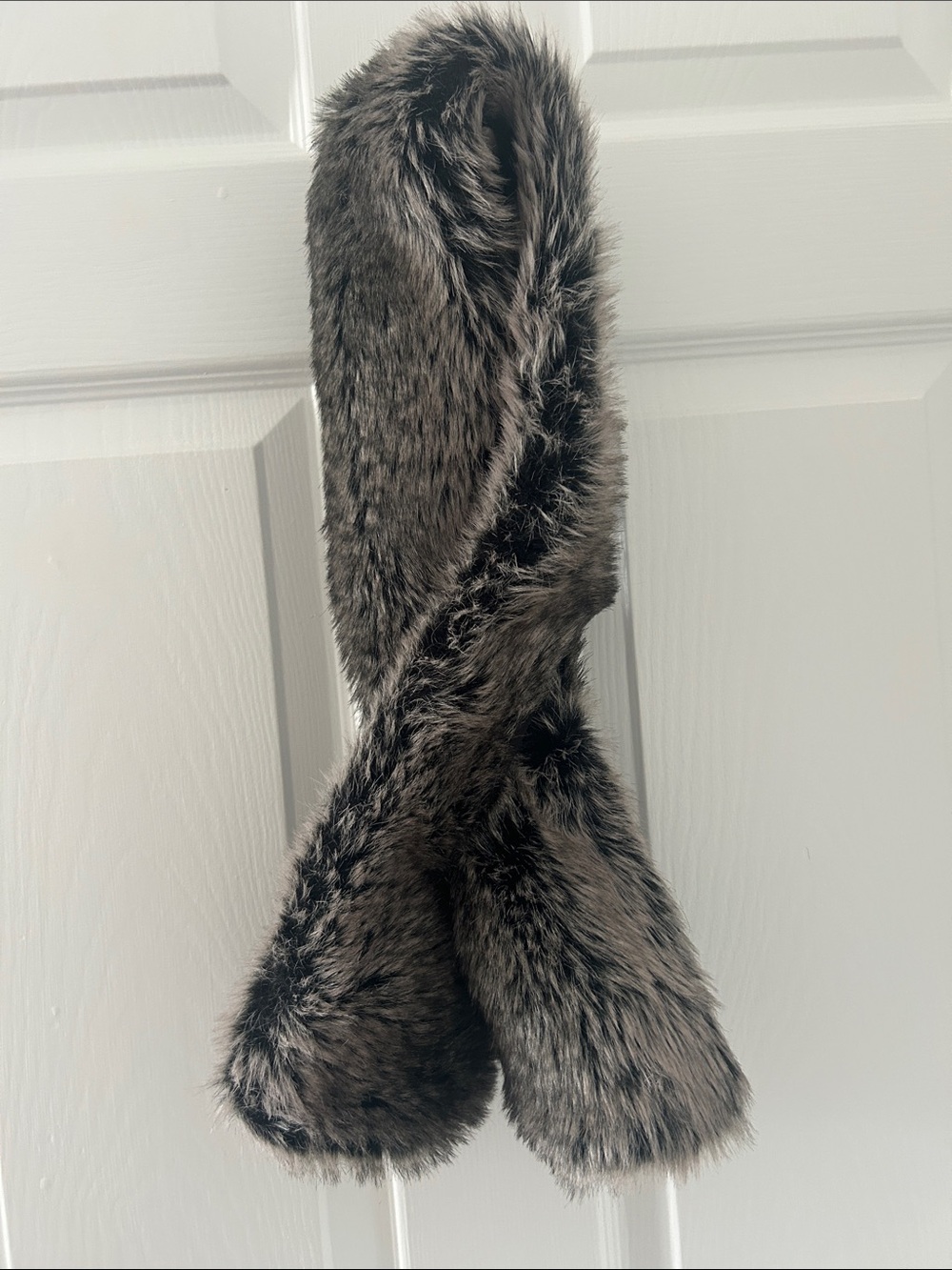 New York & Company Faux Fur Wrap in Gray and Black